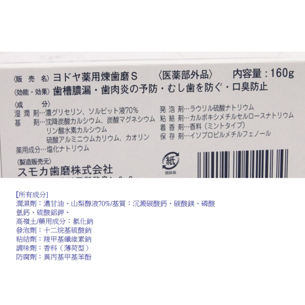 日本牙膏 老牌 Yodoya 煉牙膏 防止齒肉炎 牙齦發炎 出血 口臭 蛀牙 160g-細節圖4