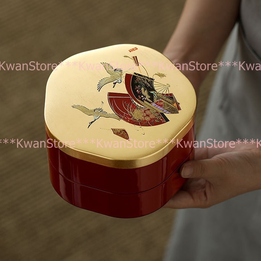 [年終促銷][15cm]日本製 金箔雙層花型糖果盒 果盒~結婚過年過節好看又實用-細節圖9