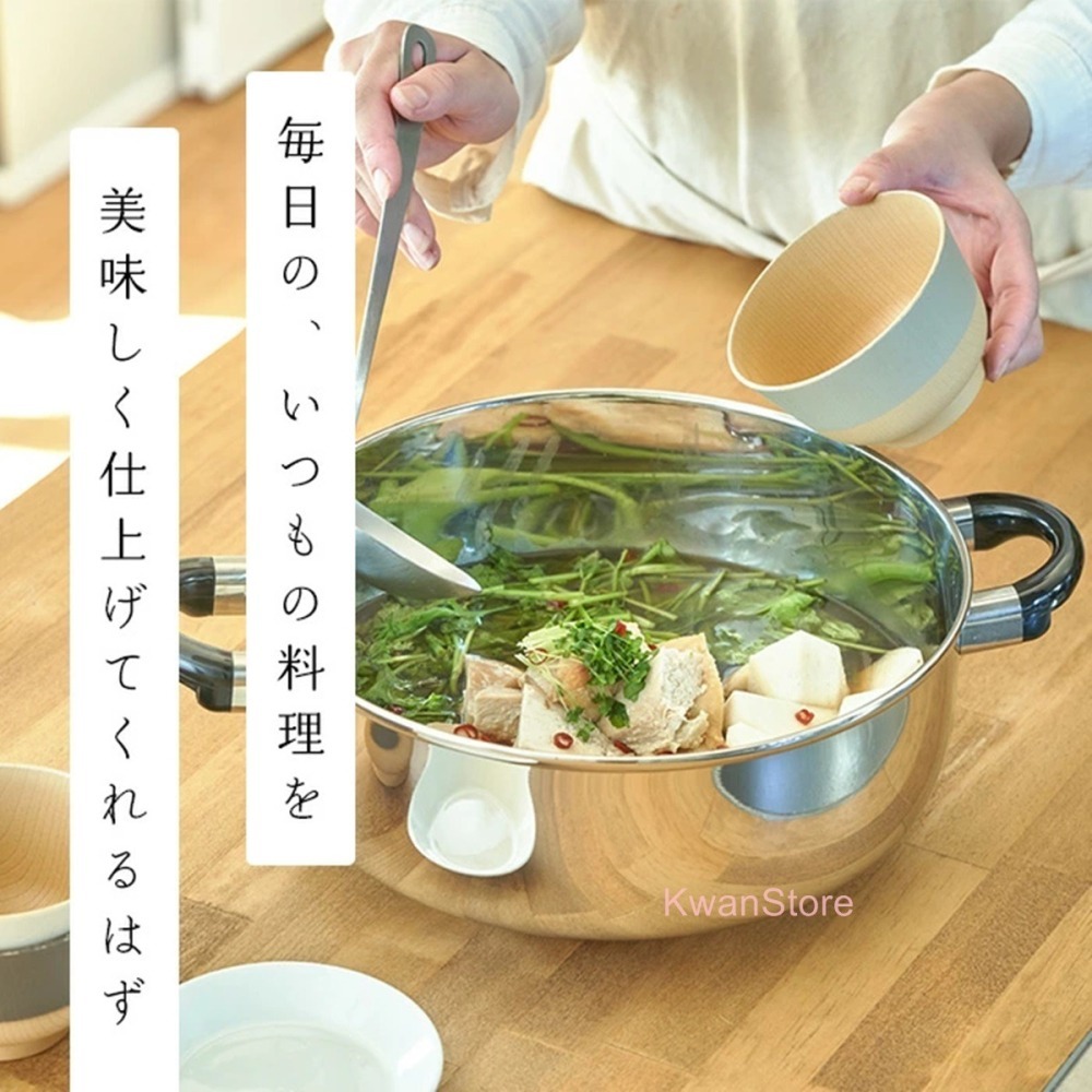 [年終促銷][淺型25/28cm]日本製 Miyaco宮崎 OBJET 兩手鍋 湯鍋 三層鋼不鏽鋼 雙耳鍋-細節圖3