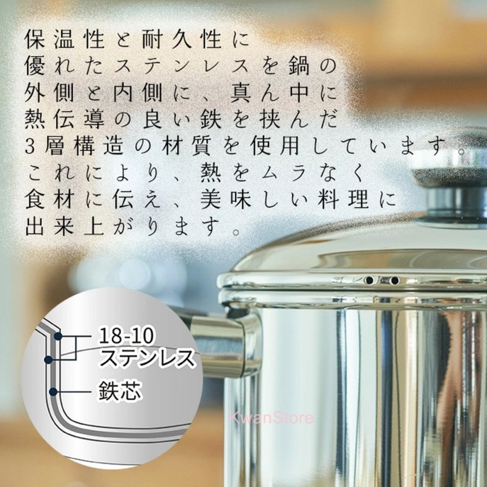 [年終促銷][淺型25/28cm]日本製 Miyaco宮崎 OBJET 兩手鍋 湯鍋 三層鋼不鏽鋼 雙耳鍋-細節圖6