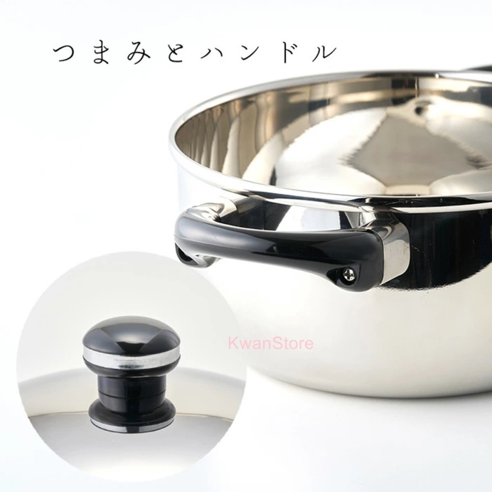 [年終促銷][淺型25/28cm]日本製 Miyaco宮崎 OBJET 兩手鍋 湯鍋 三層鋼不鏽鋼 雙耳鍋-細節圖8