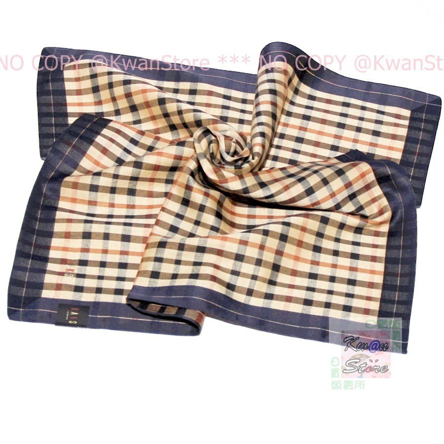 [經典系列] 日本製 DAKS經典 蘇格蘭格子 手帕 領巾 絲巾 方巾-細節圖3
