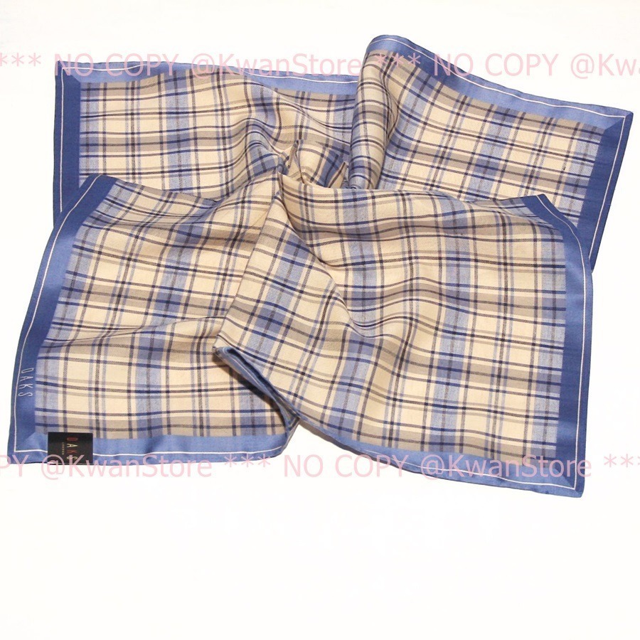 [經典系列] 日本製 DAKS經典 蘇格蘭格子 手帕 領巾 絲巾 方巾-細節圖6