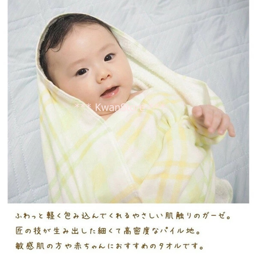 日本進口 格紋毛巾 麻紗毛巾 浴巾 方巾 嬰兒毛巾-細節圖4
