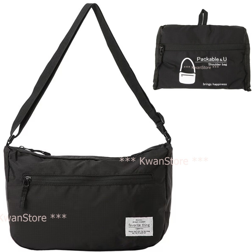 日本進口 優美社背包 斜背包 肩包 Packable&U 背包BK GY G 可摺疊收納-細節圖6