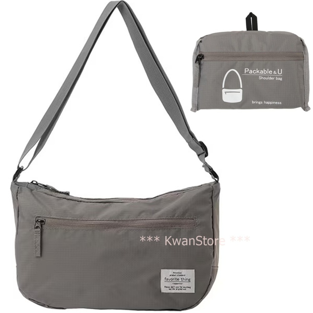 日本進口 優美社背包 斜背包 肩包 Packable&U 背包BK GY G 可摺疊收納-細節圖8