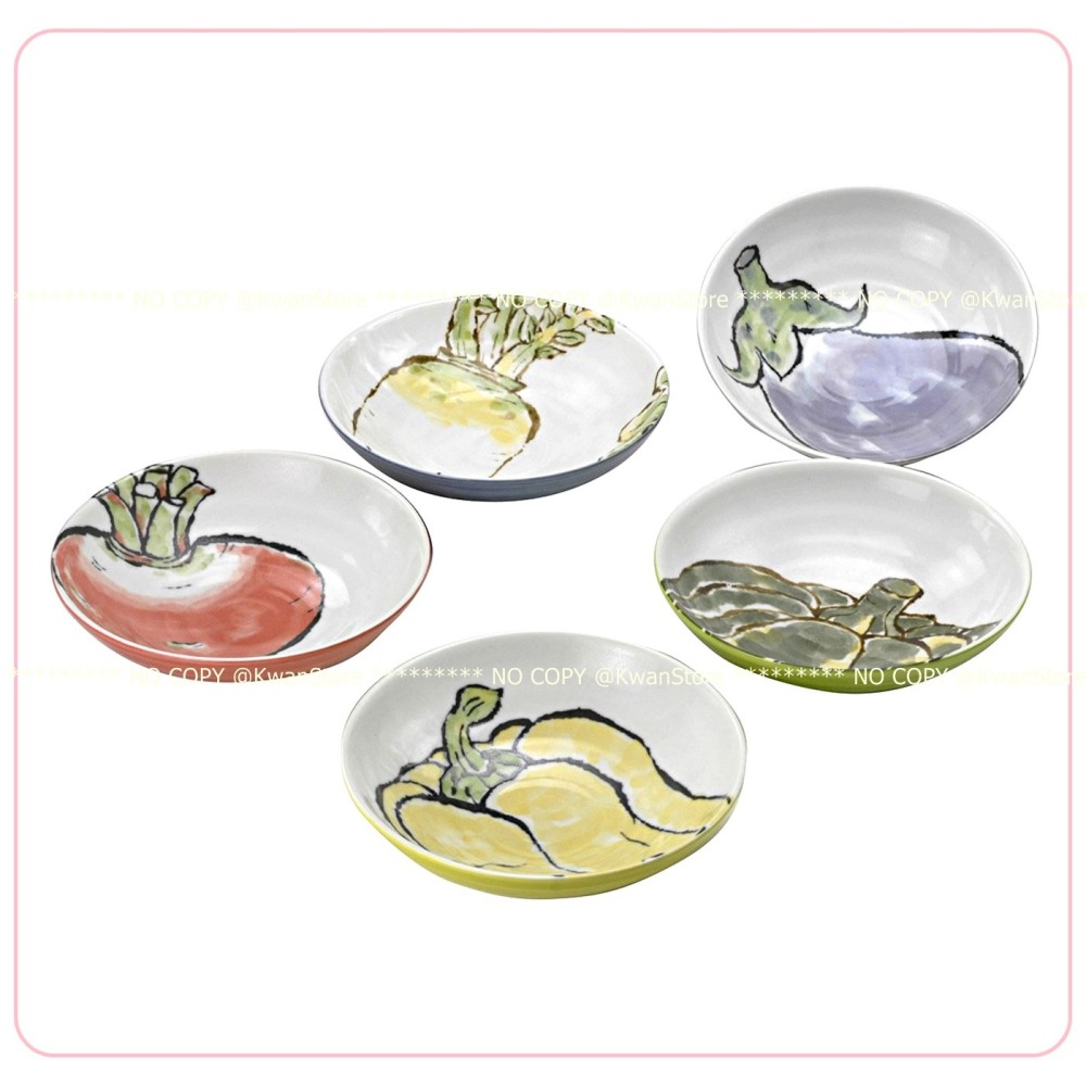 [18cm] 日本製 美濃燒 繪手紙煮物缽組 盤子組 五入組 深盤組~手繪溫潤質感 (大 )-細節圖4