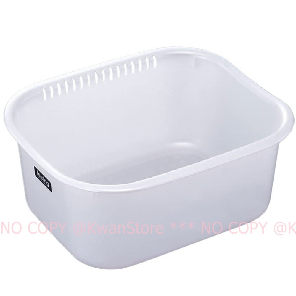 [9L]日本製 Inomata 長方形洗菜盆 洗碗藍 洗菜籃 洗碗盆 洗水果洗菜~白-細節圖2