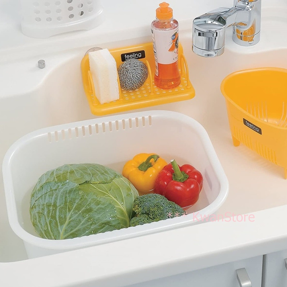 [9L]日本製 Inomata 長方形洗菜盆 洗碗藍 洗菜籃 洗碗盆 洗水果洗菜~白-細節圖3
