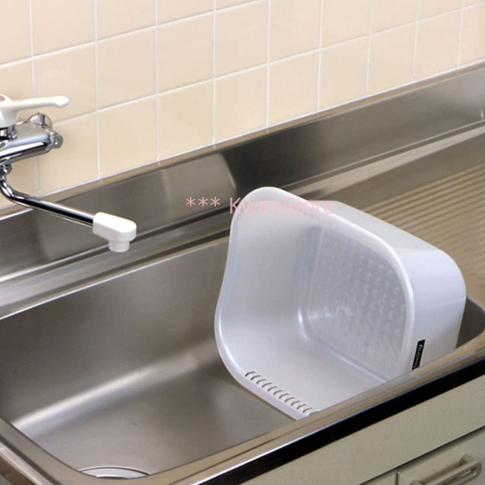 [9L]日本製 Inomata 長方形洗菜盆 洗碗藍 洗菜籃 洗碗盆 洗水果洗菜~白-細節圖4