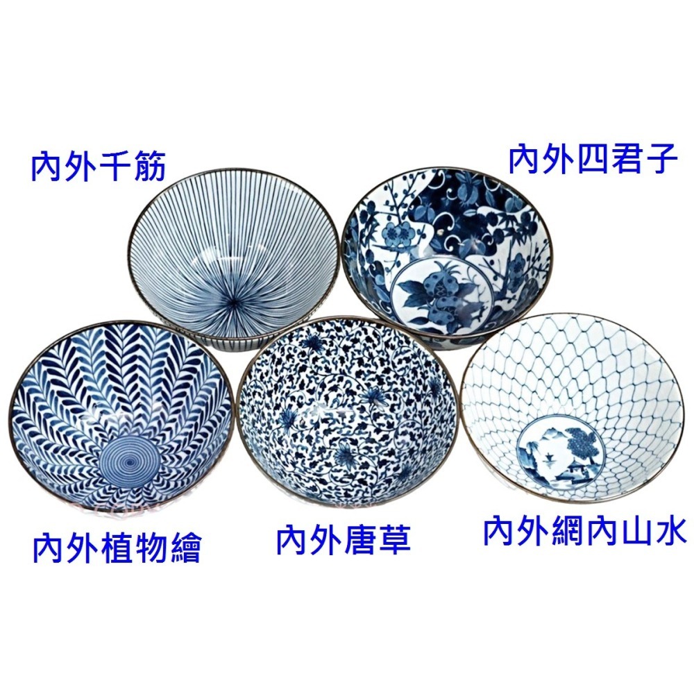 日本製 美濃燒 藍繪變 麵碗 大碗公 湯碗 拉麵碗 丼飯碗~五種花色-細節圖2