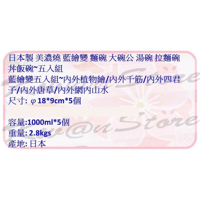 日本製 美濃燒 藍繪變 麵碗 大碗公 湯碗 拉麵碗 丼飯碗~五種花色-細節圖9