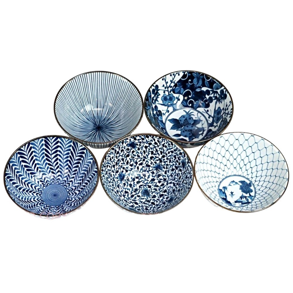 日本製 美濃燒 藍繪變 麵碗 大碗公 湯碗 拉麵碗 丼飯碗~五種花色-規格圖9