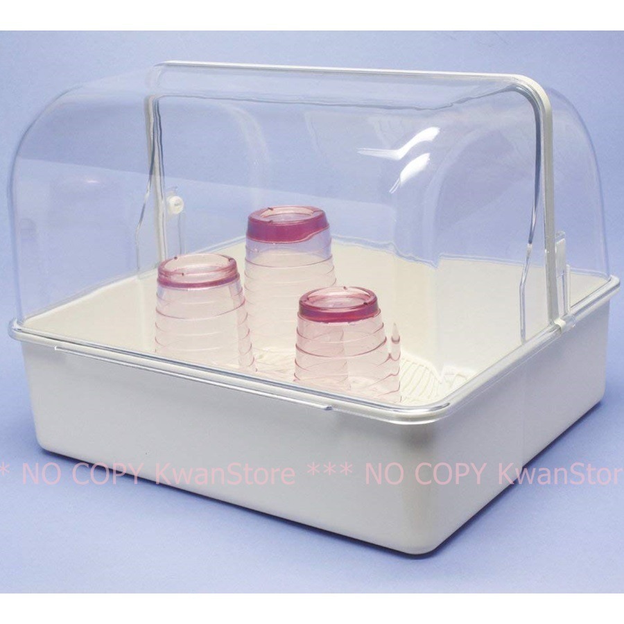 特價[34cm]日本製 碗盤瀝水籃 碗盤收納籃 收納架 餐具置物盒 收納盒 置物籃 掀蓋碗籃 ~白色-細節圖2