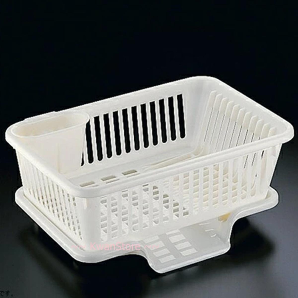 日本製 碗盤瀝水籃 水槽瀝水盤組 碗盤收納籃 置物盒 置物籃 瀝水架 碗盤杯子收納~附筷子架-細節圖3