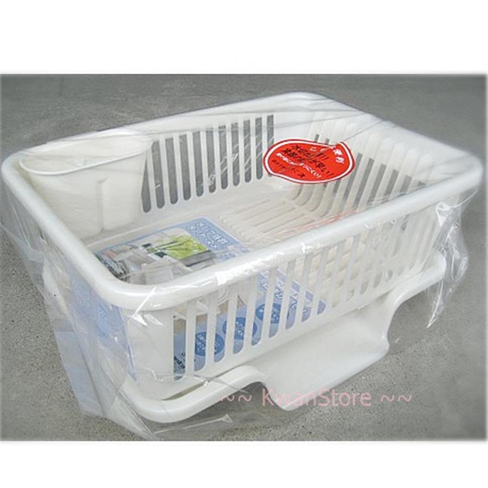 日本製 碗盤瀝水籃 水槽瀝水盤組 碗盤收納籃 置物盒 置物籃 瀝水架 碗盤杯子收納~附筷子架-細節圖4