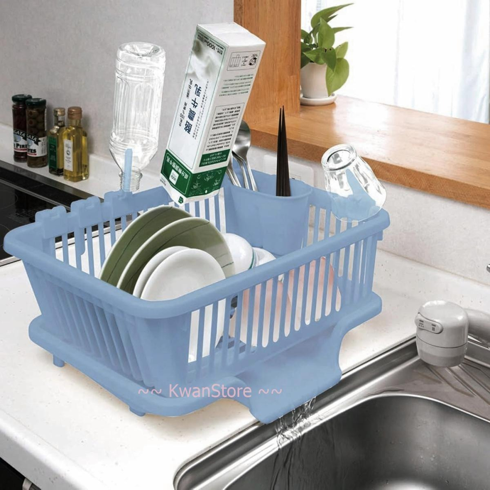 日本製 廚房碗盤水槽瀝水盤組 瀝水籃 置物盒 置物籃 瀝水架 碗盤杯子收納~附筷子架及杯架-細節圖8
