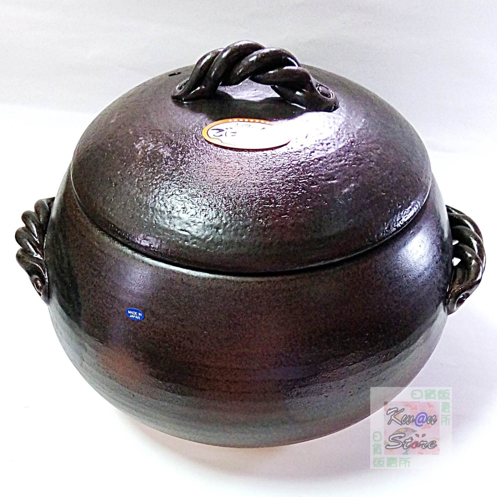 [7杯米用]日本製 萬古燒 灰釉炊飯鍋 燉鍋 砂鍋 陶鍋 煮飯鍋煮粥燉雞燉肉 附一上蓋-細節圖6