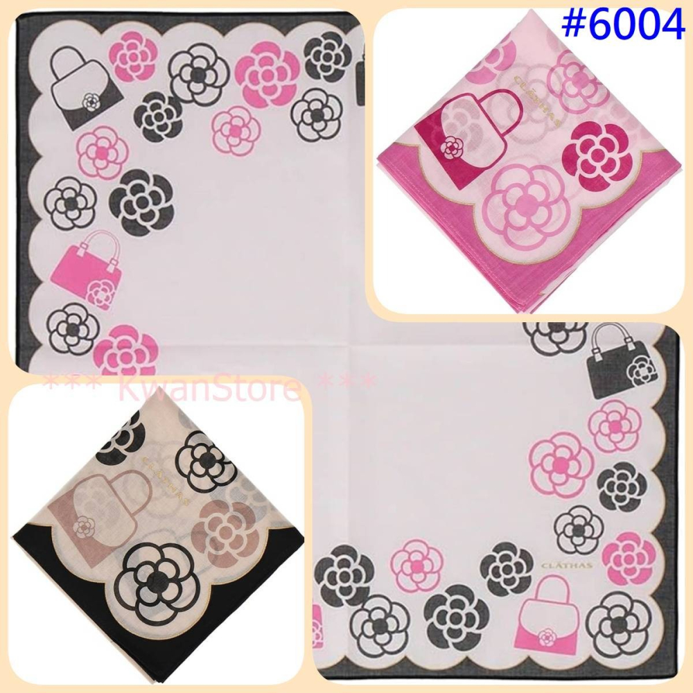 [53*53]日本製 CLATHAS山茶花 手帕 專櫃品牌 純棉手帕 領巾 絲巾 圍巾-細節圖2