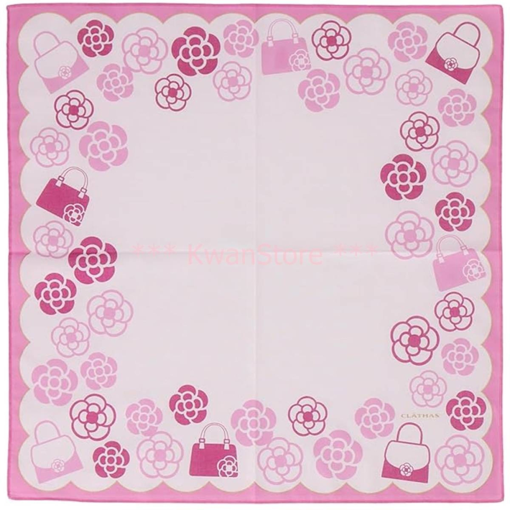 [53*53]日本製 CLATHAS山茶花 手帕 專櫃品牌 純棉手帕 領巾 絲巾 圍巾-細節圖3