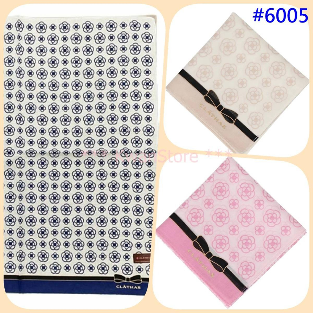 [53*53]日本製 CLATHAS山茶花 手帕 專櫃品牌 純棉手帕 領巾 絲巾 圍巾-細節圖4