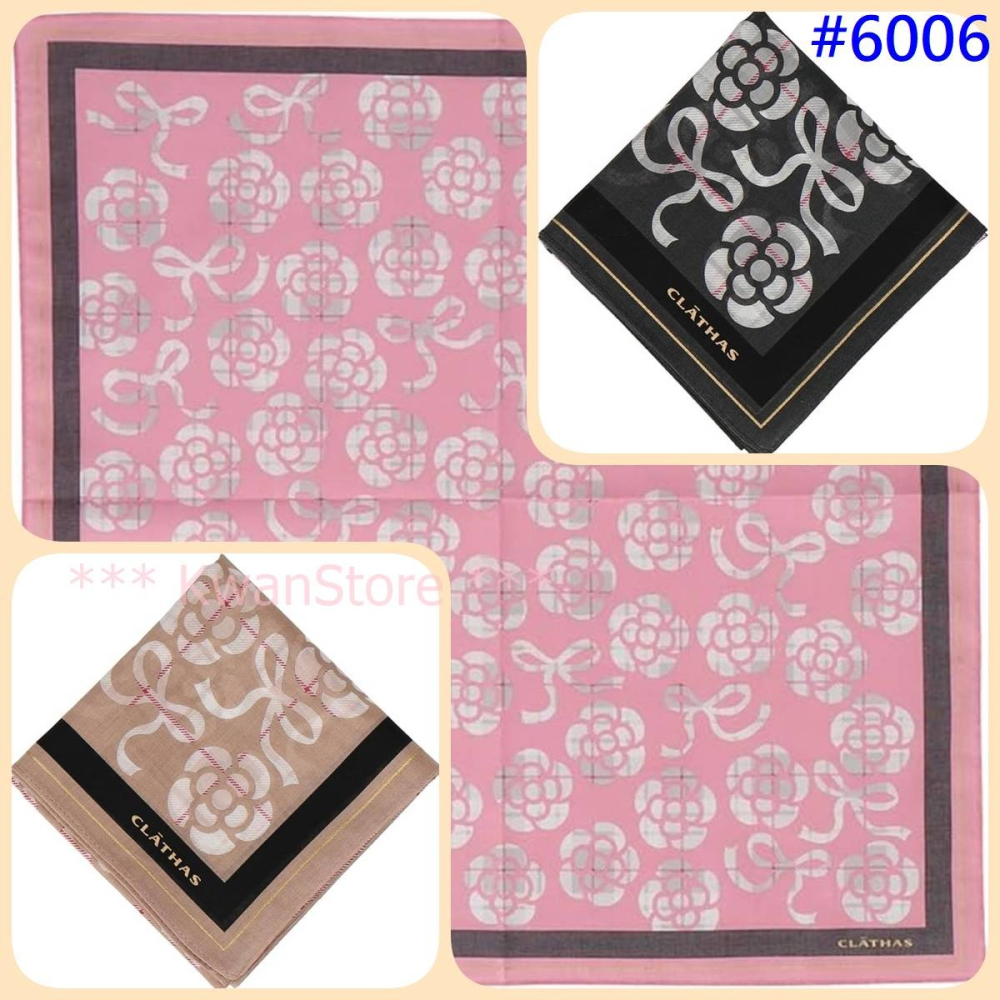 [53*53]日本製 CLATHAS山茶花 手帕 專櫃品牌 純棉手帕 領巾 絲巾 圍巾-細節圖5