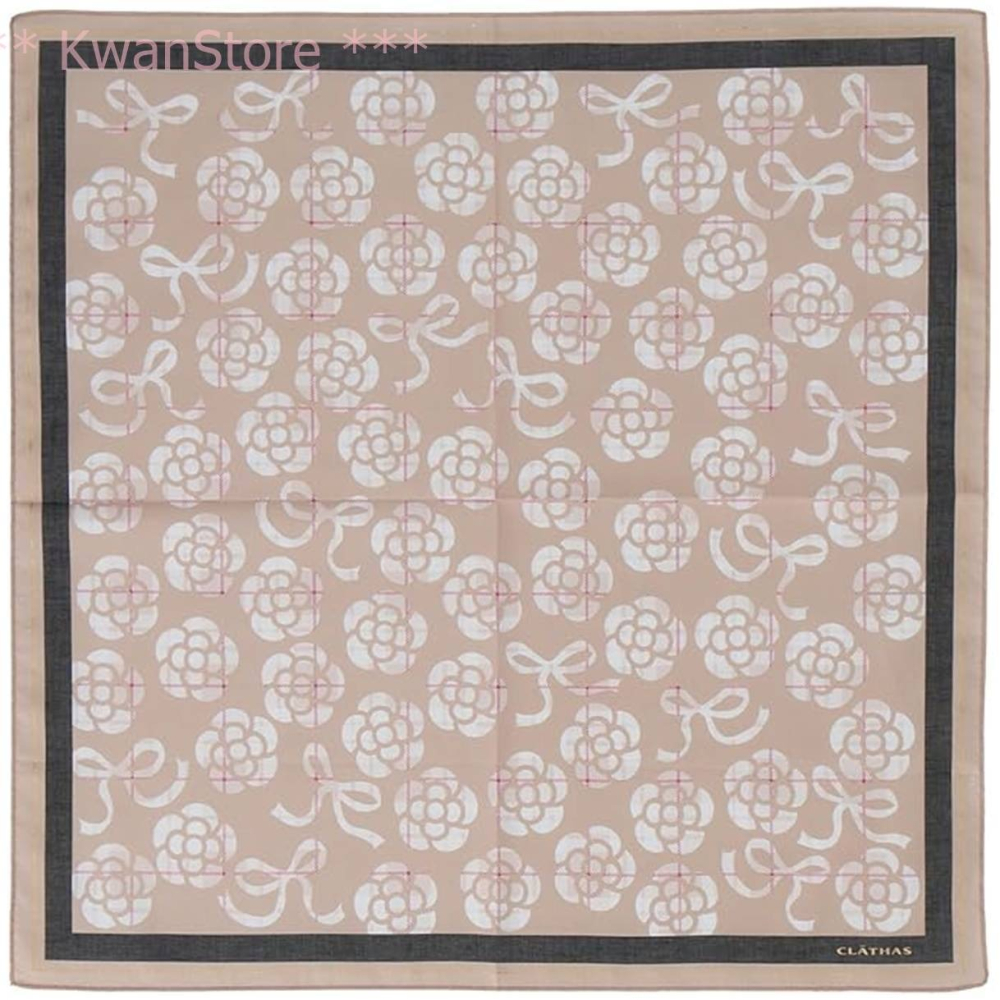 [53*53]日本製 CLATHAS山茶花 手帕 專櫃品牌 純棉手帕 領巾 絲巾 圍巾-細節圖6