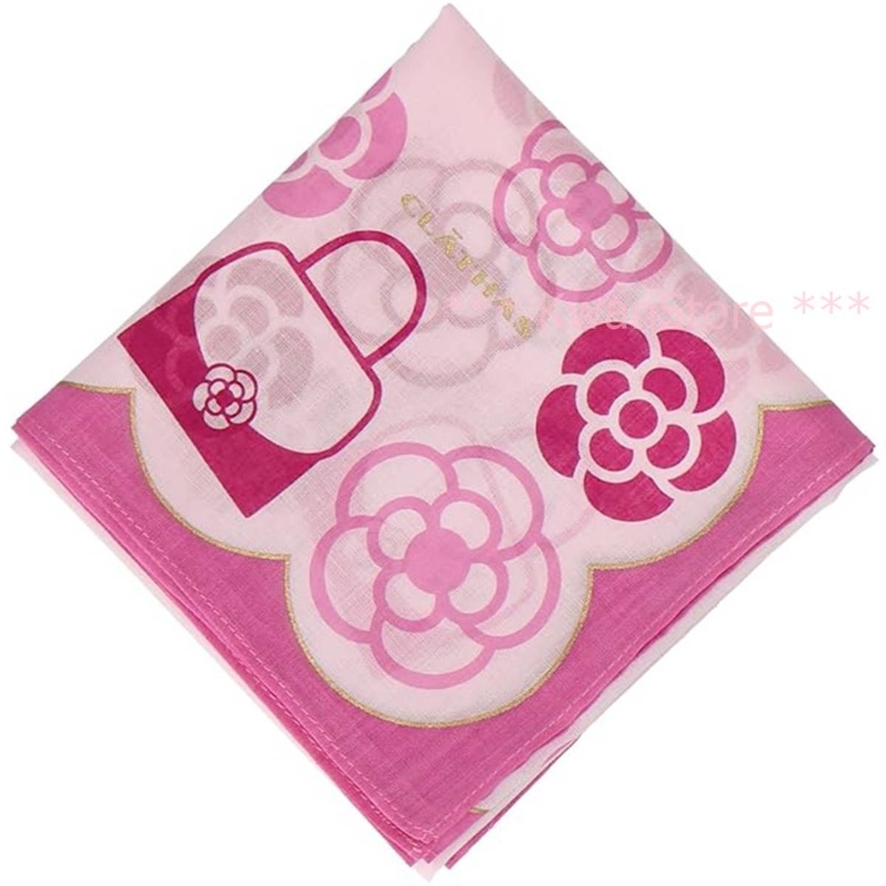[53*53]日本製 CLATHAS山茶花 手帕 專櫃品牌 純棉手帕 領巾 絲巾 圍巾-規格圖6