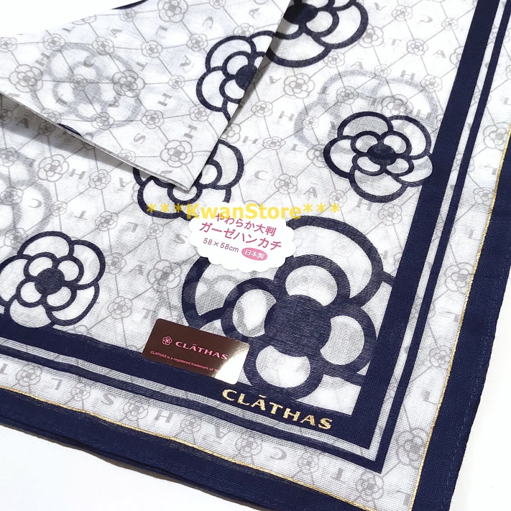 [58*58]日本製 CLATHAS山茶花 手帕 專櫃品牌 純棉手帕 大方巾 領巾 絲巾 圍巾-細節圖5