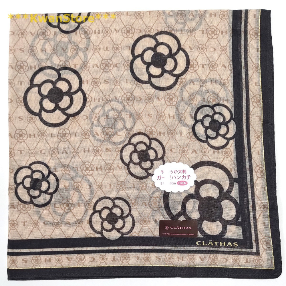 [58*58]日本製 CLATHAS山茶花 手帕 專櫃品牌 純棉手帕 大方巾 領巾 絲巾 圍巾-細節圖8