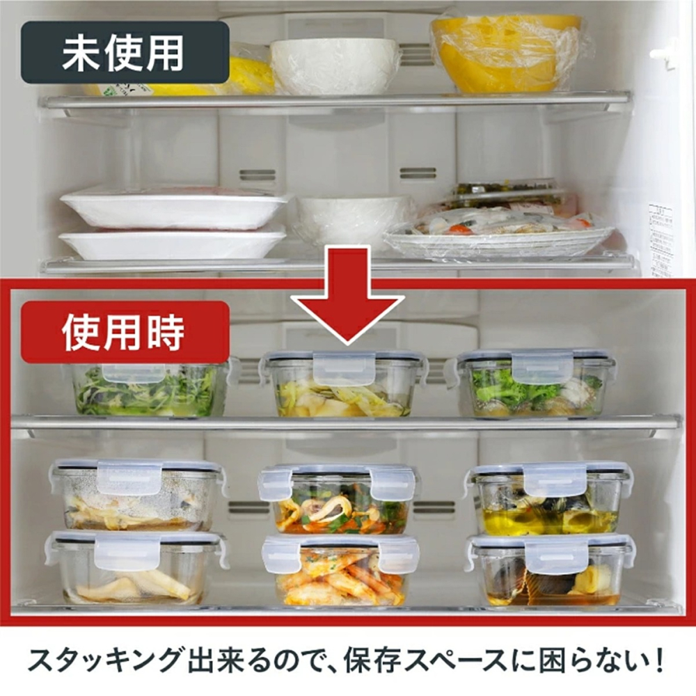 日本進口 CB 耐熱玻璃三入密封盒 保鮮盒-細節圖2