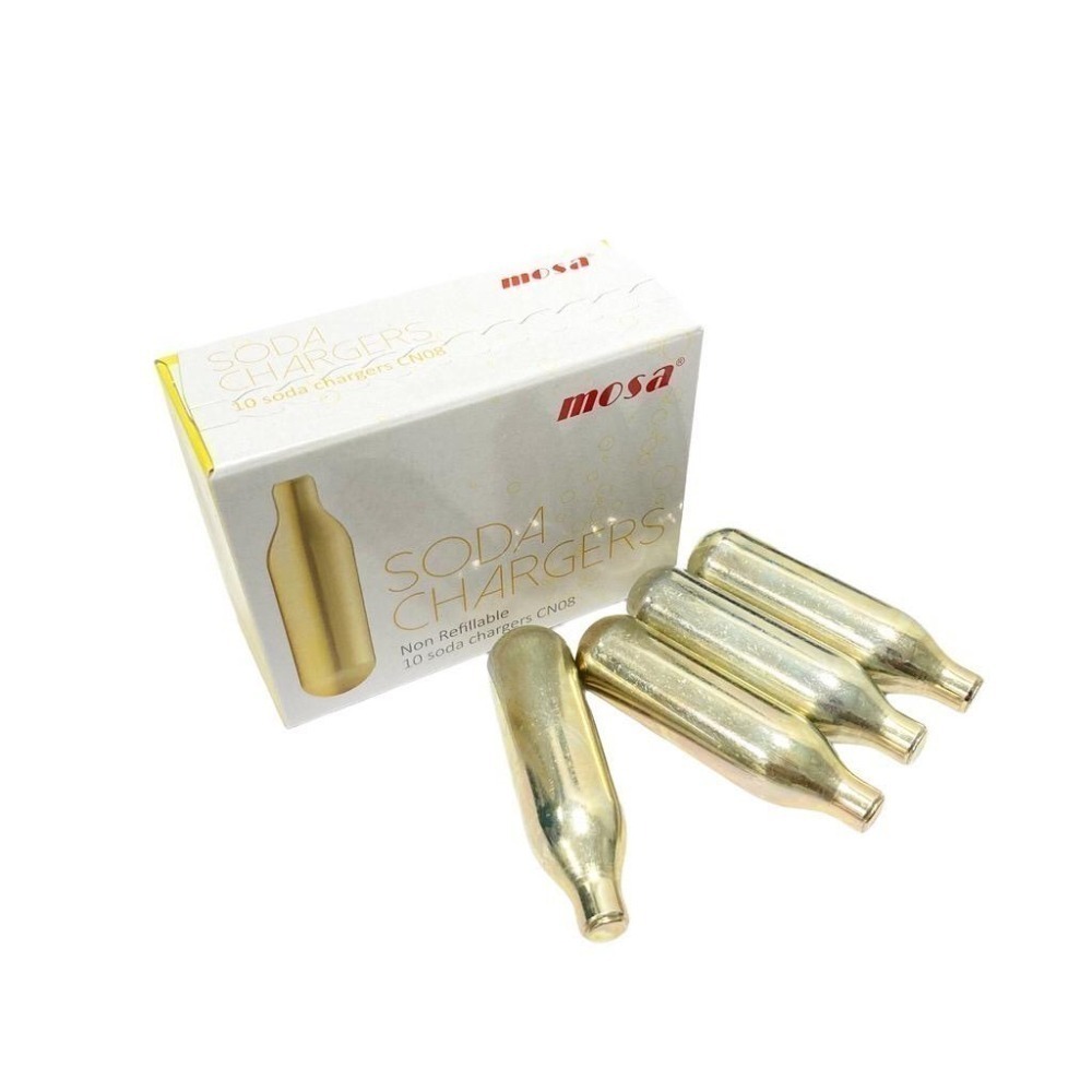 MOSA CO2 N2O 氣泡水 鮮奶油 氣彈小鋼瓶 每枚8.5g (一盒10枚入)-細節圖2