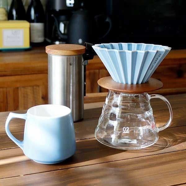 ORIGAMI 陶瓷 摺紙濾杯 新款霧色 V型 錐形 波浪型可用 含木座 S/M 第二代 日本製『歐力咖啡』-細節圖5