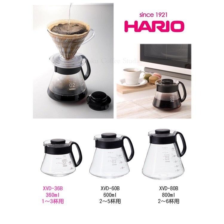 HARIO V60耐熱玻璃壺 �咖啡壺 手沖玻璃壺 日本製 XVD-36/60/80B『歐力咖啡』-細節圖2