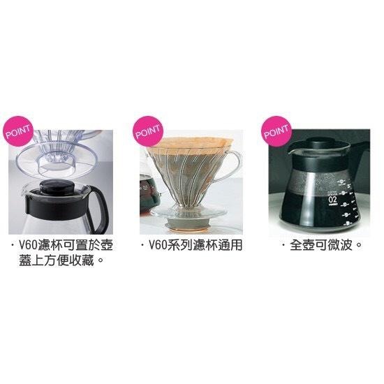 HARIO V60耐熱玻璃壺 �咖啡壺 手沖玻璃壺 日本製 XVD-36/60/80B『歐力咖啡』-細節圖3