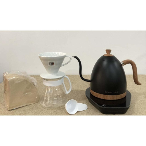 【贈咖啡豆半磅】Brewista溫控壺 1.0L+ HARIO V60白色 02 陶瓷濾杯咖啡壺組 特惠組合『歐力咖啡』