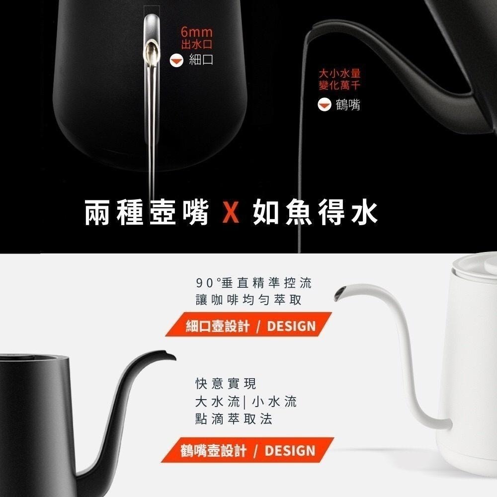 TIMEMORE泰摩 魚Smart 溫控壺 手沖壺 細口/鶴嘴 600ml/800ml 黑 白 保固一年『歐力咖啡』-細節圖4