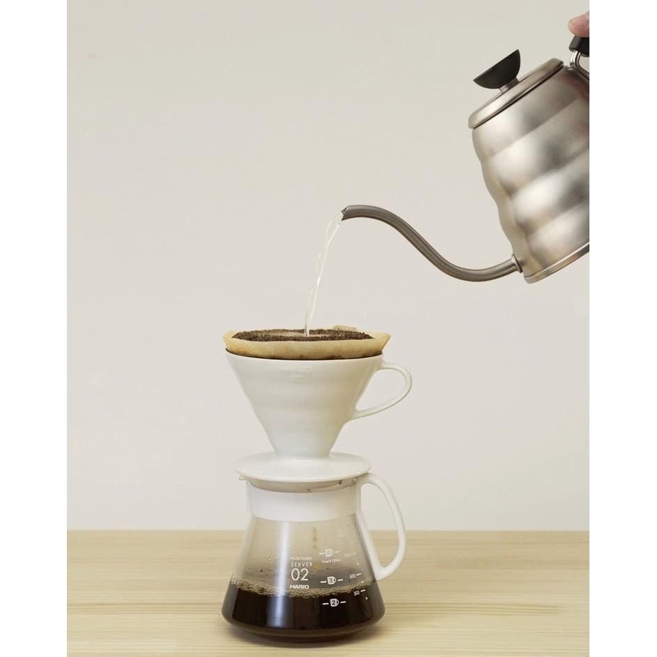 HARIO V60白色02陶瓷濾杯咖啡壺組 1-4杯 有田燒 附濾紙 XVDD-3012W『歐力咖啡』-細節圖2