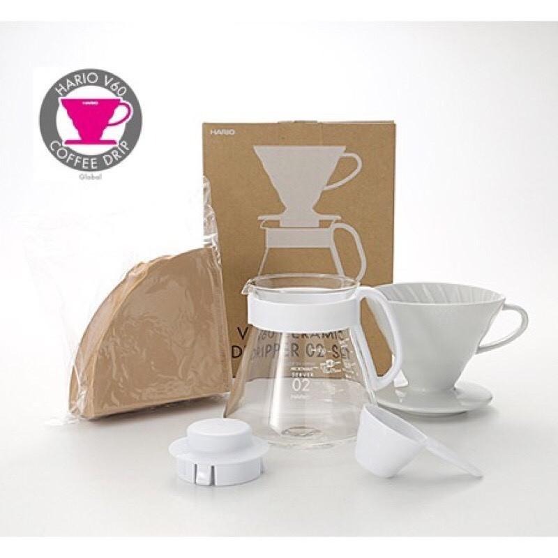 HARIO V60白色02陶瓷濾杯咖啡壺組 1-4杯 有田燒 附濾紙 XVDD-3012W『歐力咖啡』-細節圖4