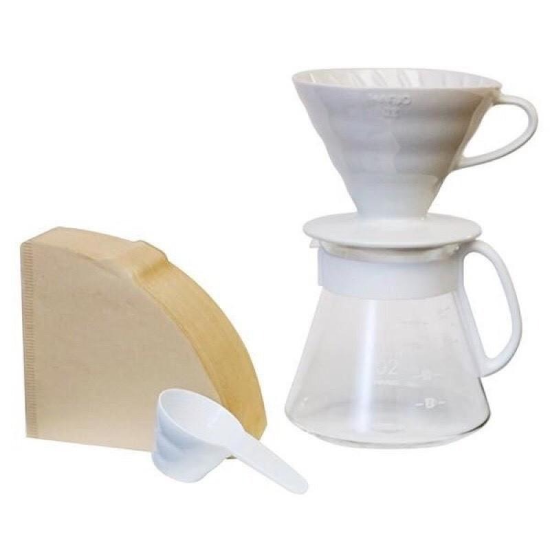 HARIO V60白色02陶瓷濾杯咖啡壺組 1-4杯 有田燒 附濾紙 XVDD-3012W『歐力咖啡』-細節圖5