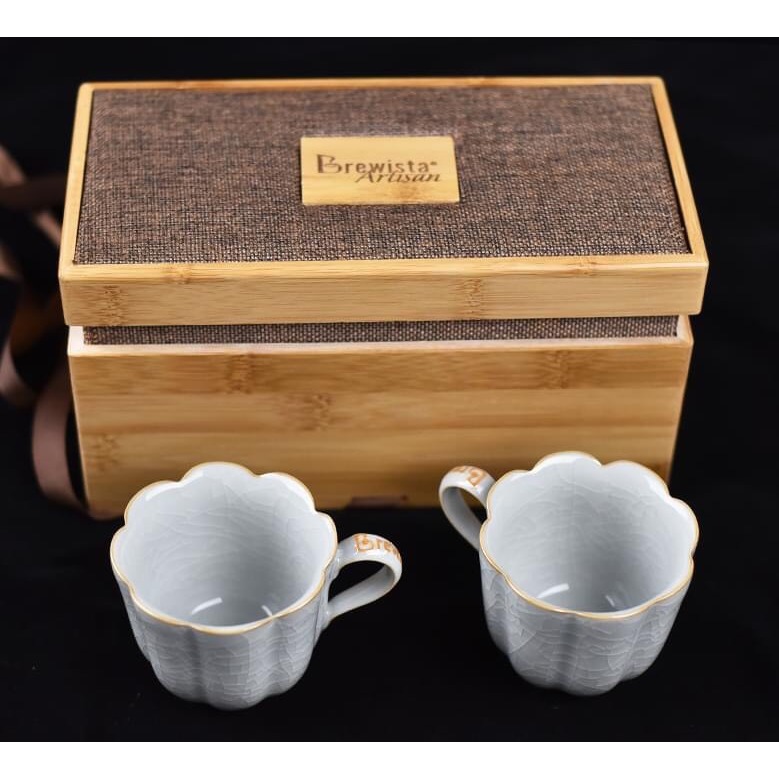 Brewista 菩提冰裂系列 陶瓷咖啡對杯 咖啡杯 咖啡壺 木盒裝『歐力咖啡』-細節圖3