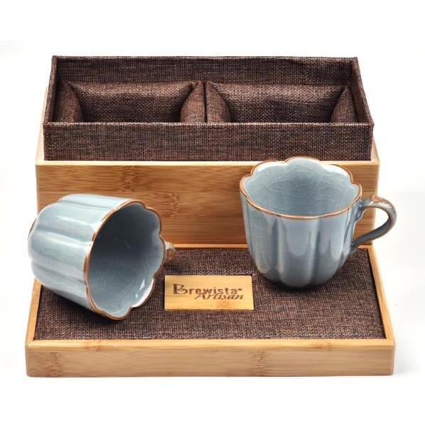 Brewista 菩提冰裂系列 陶瓷咖啡對杯 咖啡杯 咖啡壺 木盒裝『歐力咖啡』-細節圖4