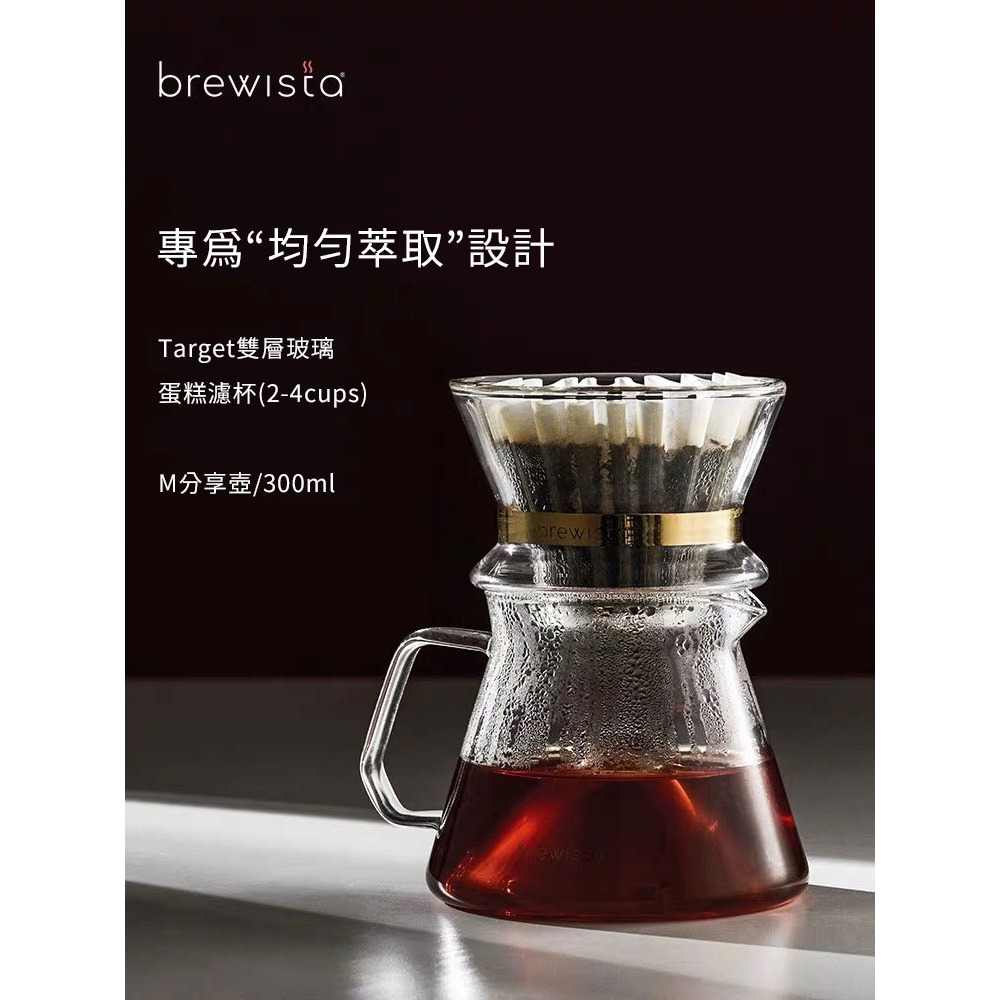 Brewista 雙層玻璃蛋糕濾杯 2-4人份 185蛋糕型 山丘M分享壺 咖啡壺 300ml『歐力咖啡』-細節圖3