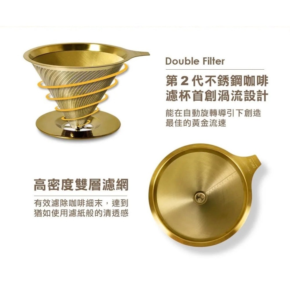 Driver [鈦]黃金流速濾杯 (附底盤) 咖啡濾器 不鏽鋼濾杯 金屬濾杯 咖啡濾杯 極細目濾網 『歐力咖啡』-細節圖6