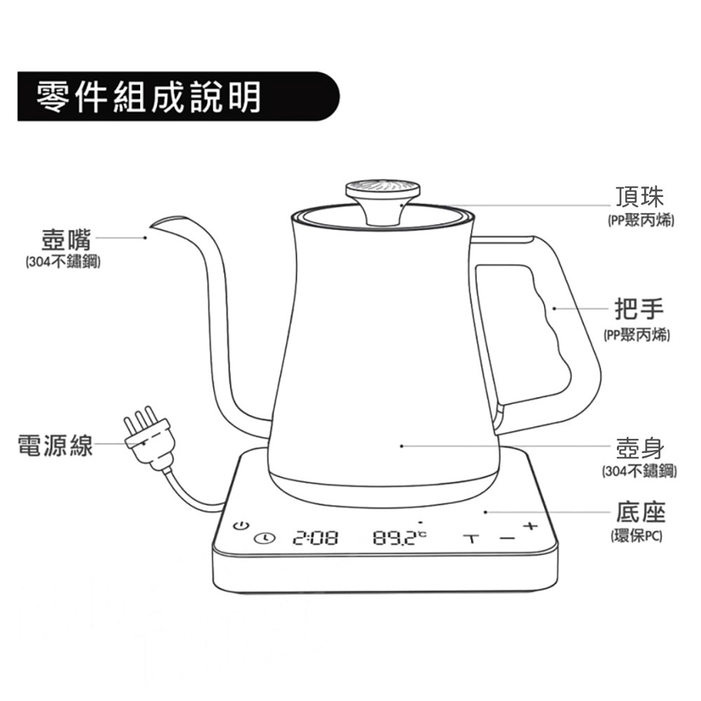 HARIO α阿爾法溫控細口壺 手沖壺 溫控壺 650ml 黑色 白色『歐力咖啡』-細節圖9