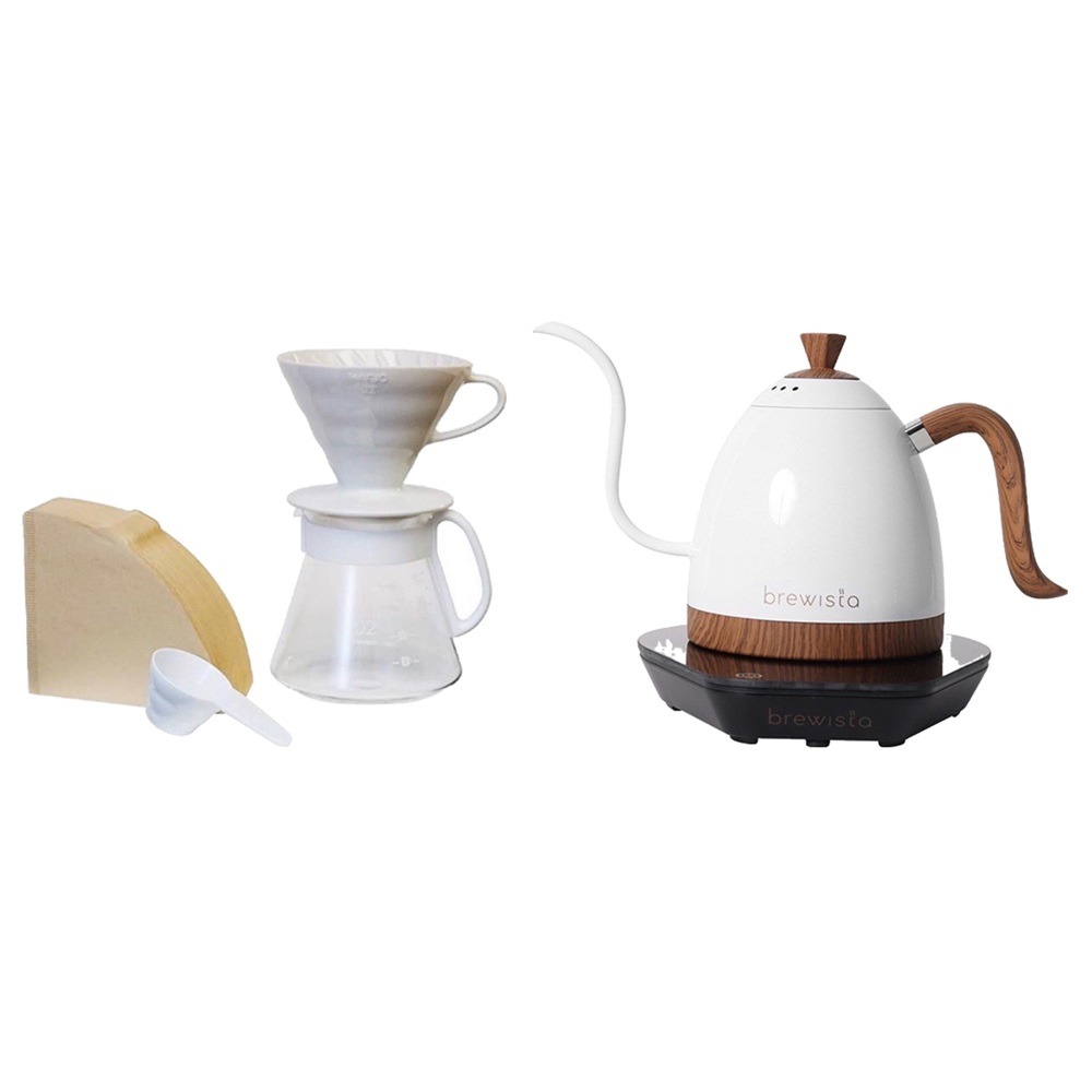 【贈咖啡豆半磅】Brewista 600ml 溫控壺+ HARIO V60白色 02 陶瓷濾杯咖啡壺組 特惠組合-細節圖2