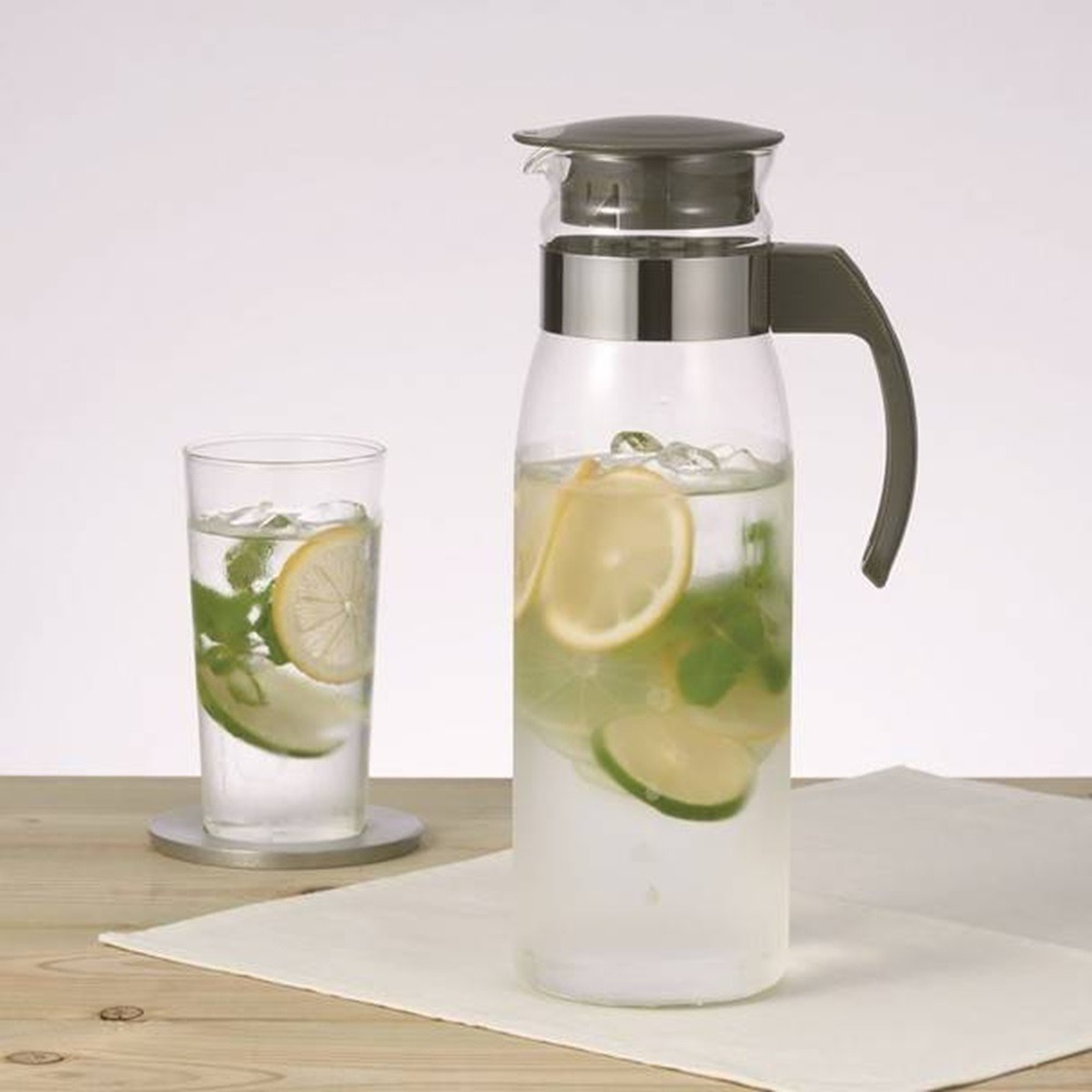 HARIO 冷水壺 冷熱兩用玻璃壺 1400ml 米白色/黑灰色 耐熱玻璃 日本製造 RPLN-14-OW-細節圖3