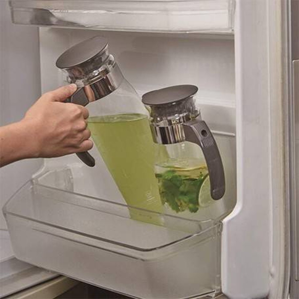 HARIO 冷水壺 冷熱兩用玻璃壺 1400ml 米白色/黑灰色 耐熱玻璃 日本製造 RPLN-14-OW-細節圖5