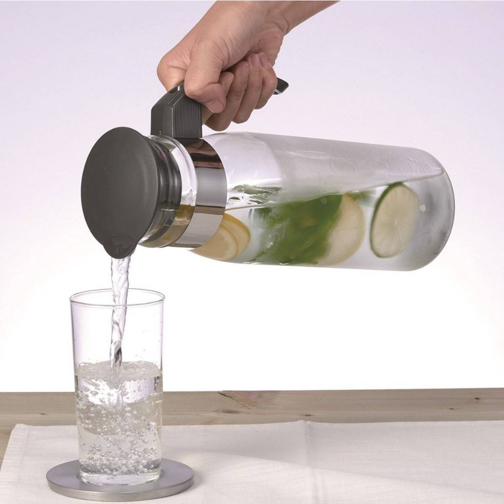 HARIO 冷水壺 冷熱兩用玻璃壺 1400ml 米白色/黑灰色 耐熱玻璃 日本製造 RPLN-14-OW-細節圖6