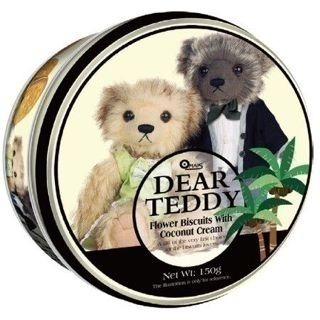 親愛的泰迪 椰子味夾心餅乾 熊熊 奶素 鐵盒 獨立包裝